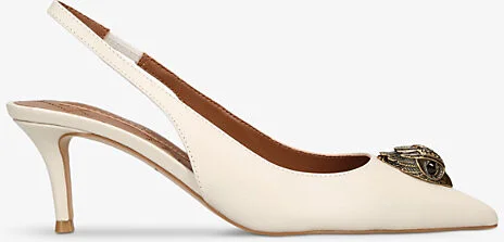 Womens Bone Belgravia Eagle-Embellished Leather Heeled Slingbacks Eur 36 / 3 Uk Women