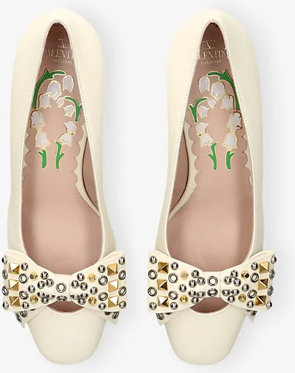 Womens Bone Bowow Studded 45 Leather Pumps Eur 38/5 Uk Women - Image 2