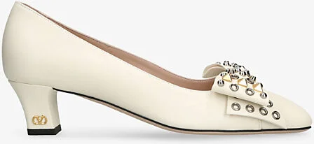 Womens Bone Bowow Studded 45 Leather Pumps Eur 38/5 Uk Women