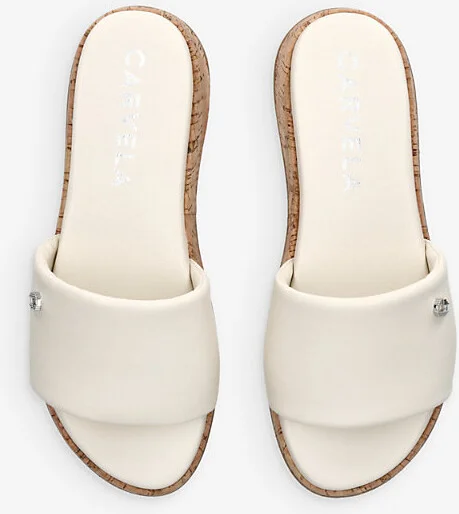 Womens Bone C-Stud-Embellished Flat-Sole Faux-Leather Mules Eur 38/5 Uk Women - Image 2