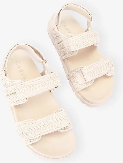Womens Bone Carvela Sardinia Logo-Embellished Woven Sandals Eur 37 / 4 Uk Women - Image 2