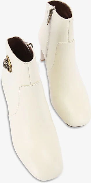 Womens Bone Chelsea Eagle-Embellished Heeled Leather Boots Eur 39 / 6 Uk Women - Image 2
