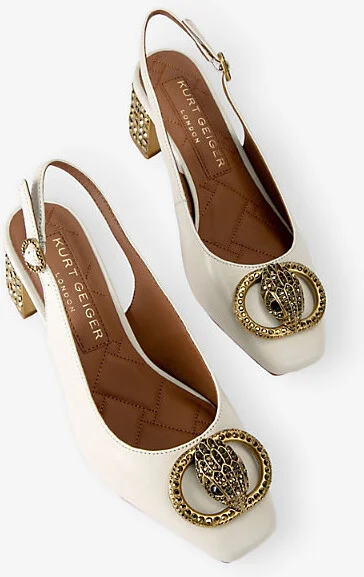 Womens Bone Chelsea Leather Heeled Slingbacks Eur 42/ 9 Uk Women - Image 2