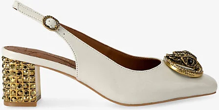 Womens Bone Chelsea Leather Heeled Slingbacks Eur 42/ 9 Uk Women