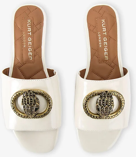 Womens Bone Chelsea Patent-Leather Flat Sandals Eur 41 / 8 Uk Women - Image 2