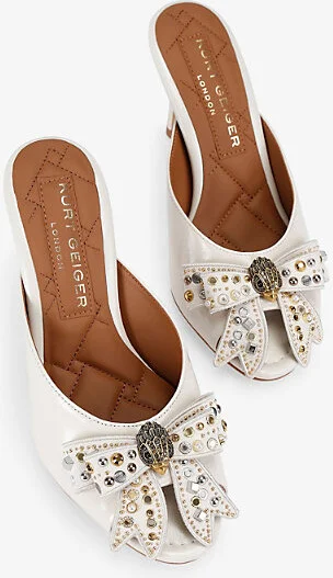 Womens Bone/Comb Belgravia Heeled Leather Mules Eur 38/5 Uk Women - Image 2