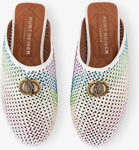 Womens Bone/Comb Chelsea Eagle Crystal-Embellished Suede Slides Eur 38/5 Uk Women - Image 2