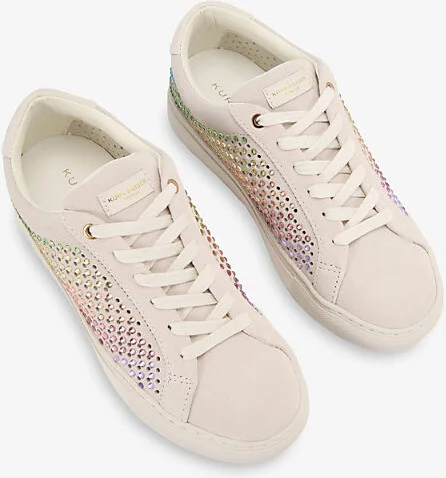Womens Bone/Comb Lane Crystal-Embellished Leather Low-Top Trainers Eur 42/ 9 Uk Women - Image 2