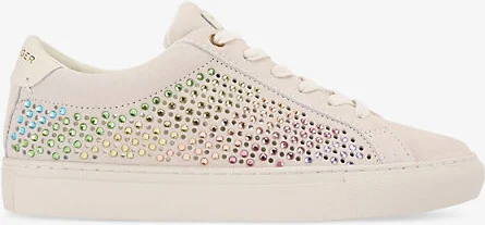 Womens Bone/Comb Lane Crystal-Embellished Leather Low-Top Trainers Eur 42/ 9 Uk Women