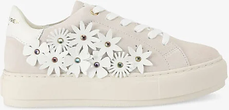 Womens Bone/Comb Laney Flower Suede Low-Top Trainers Eur 41 / 8 Uk Women