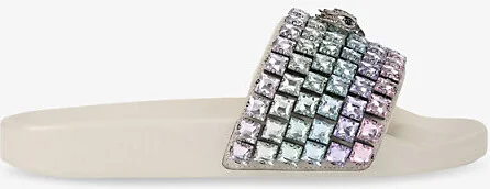 Womens Bone/Comb Meena Eagle Crystal-Embellished Rubber Sliders Eur 37 / 4 Uk Women