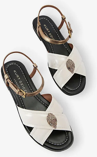 Womens Bone/Comb Orson Cross-Strap Patent-Leather Flat Sandals Eur 42/ 9 Uk Women - Image 2