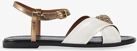 Womens Bone/Comb Orson Cross-Strap Patent-Leather Flat Sandals Eur 42/ 9 Uk Women