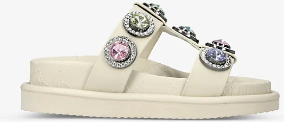 Womens Bone/Comb Orson Crystal-Embellished Faux-Leather Sandal Eur 38/5 Uk Women