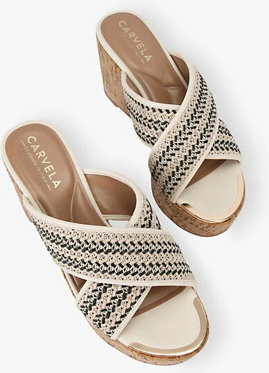 Womens Bone/Comb Sorrento Crossover-Strap Raffia Wedges Eur 37 / 4 Uk Women - Image 2