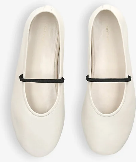 Womens Bone Elastic-Strap Leather Ballet Flats Eur 38.5 / 5.5 Uk Women - Image 2