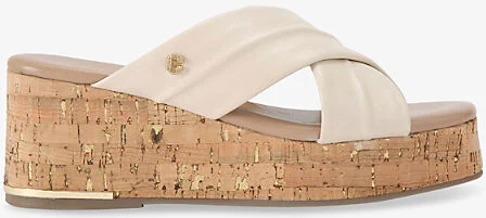 Womens Bone Fresco Cross-Strap Leather Wedges Eur 42/ 9 Uk Women