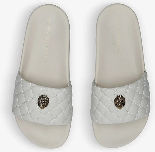 Womens Bone Meena Eagle Embellished Quilted Rubber Sliders Eur 37 / 4 Uk Women - Image 2