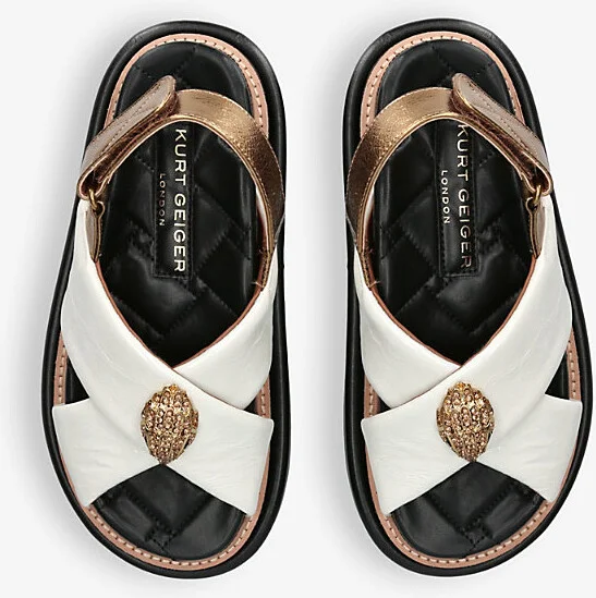 Womens Bone Orson Cross-Strap Flat Leather Sandals Eur 40 / 7 Uk Women - Image 2