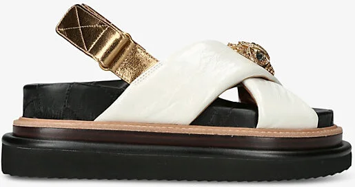 Womens Bone Orson Cross-Strap Flat Leather Sandals Eur 40 / 7 Uk Women