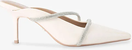 Womens Bone Paparazzi Faux-Leather Heeled Mules Eur 38/5 Uk Women