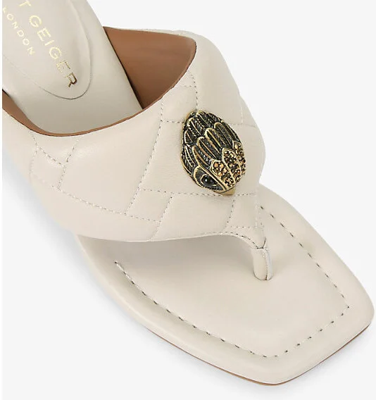 Womens Bone Puff Leather Heeled Sandals Eur 37 / 4 Uk Women - Image 2
