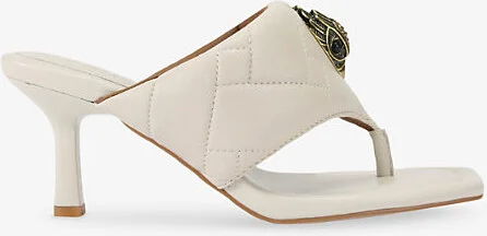 Womens Bone Puff Leather Heeled Sandals Eur 37 / 4 Uk Women