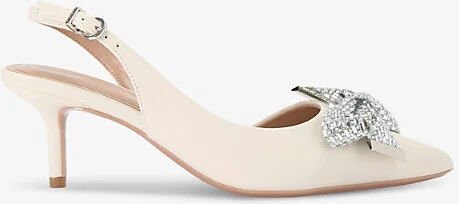 Womens Bone Regal Bow-Embellished Heeled Leather Slingbacks Eur 38/5 Uk Women