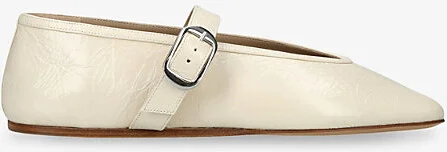 Womens Bone Stella Single-Strap Leather Ballet Flats Eur 38.5 / 5.5 Uk Women