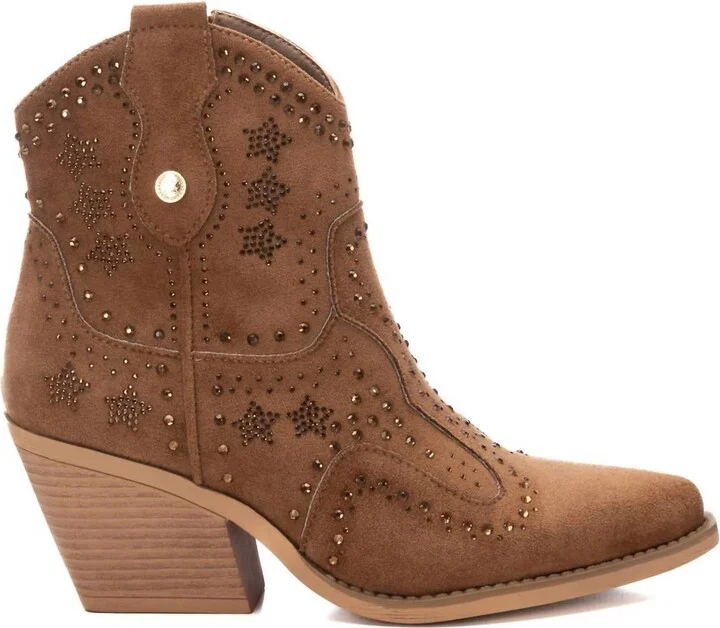 Women's Booties With Rhinestones In Taupe