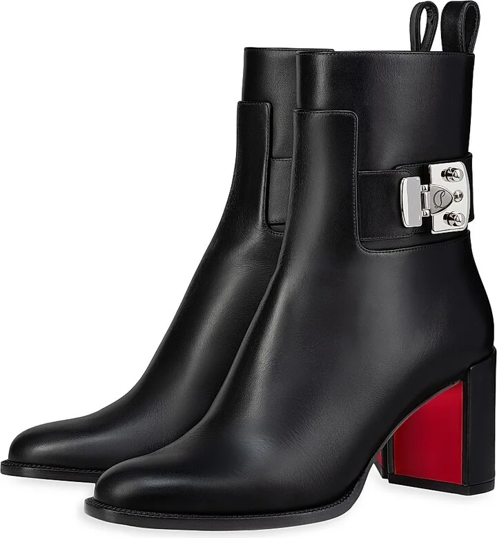 Women's Booty Lock 70MM Leather Boots - Black - Size 4 - Image 2
