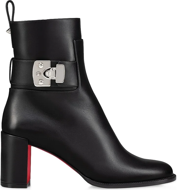 Women's Booty Lock 70MM Leather Boots - Black - Size 4