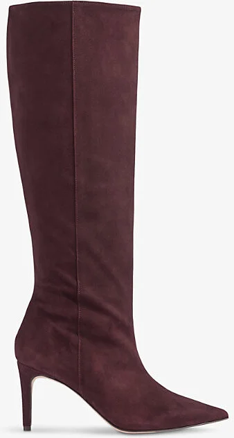 Womens Bor-Bordeaux Astrid Stiletto-Heel Suede Knee-High Tboots Eur 35 / 2 Uk Women