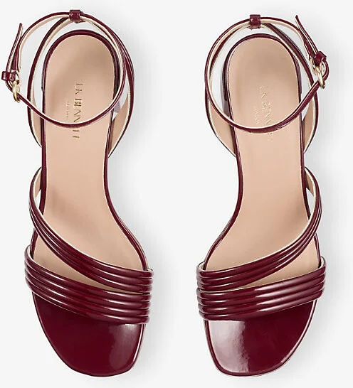 Womens Bor-Bordeaux Etta Patent Faux-Leather Heeled Sandals Eur 37 / 4 Uk Women - Image 2