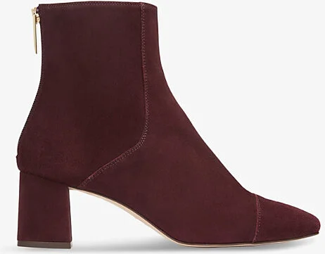Womens Bor-Bordeaux Maxine Square-Toe Suede Heeled Ankle Boots Eur 38/5 Uk Women