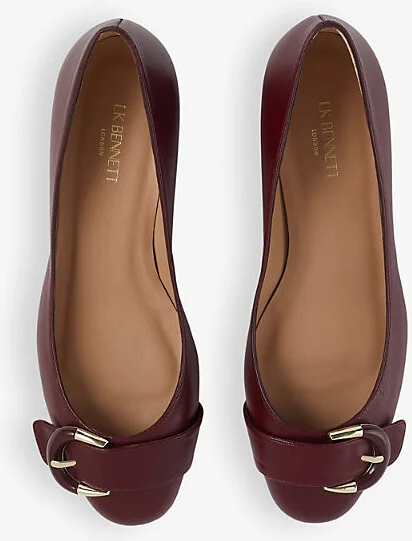 Womens Bor-Bordeaux Resin Buckle-Embellished Leather Heeled Courts Eur 38/5 Uk Women - Image 2