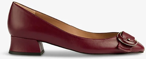 Womens Bor-Bordeaux Resin Buckle-Embellished Leather Heeled Courts Eur 38/5 Uk Women
