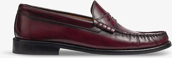 Womens Bor-Bordeaux Solo Penny-Trim Flat Leather Loafers Eur 39 / 6 Uk Women