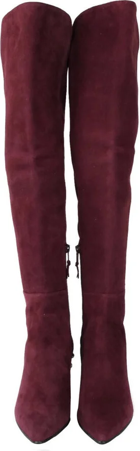 Women's Bordeaux Suede Knee High Boot - Image 3