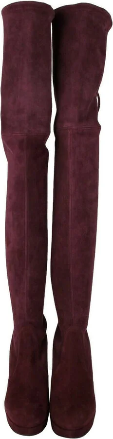 Women's Bordeaux Suede Over-the-knee Platform Boot - Image 3