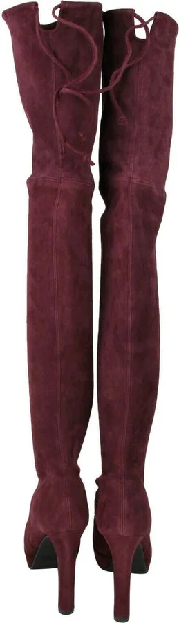 Women's Bordeaux Suede Over-the-knee Platform Boot - Image 5