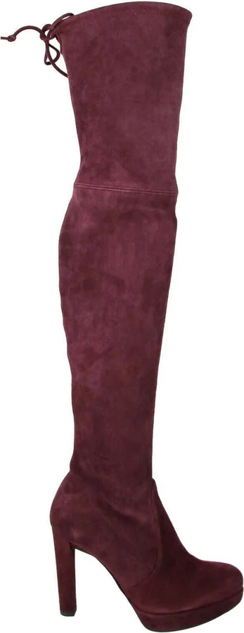 Women's Bordeaux Suede Over-the-knee Platform Boot - Image 6