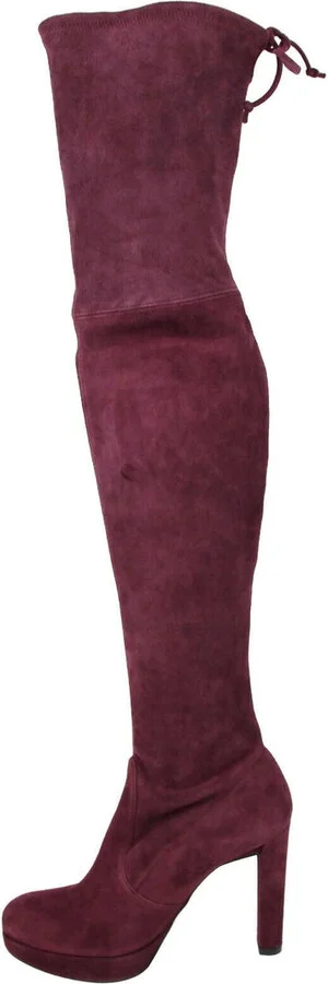 Women's Bordeaux Suede Over-the-knee Platform Boot - Image 7