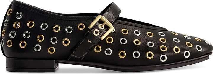 Women's Borden Grommet Mary Jane Flats - Black - Size 6