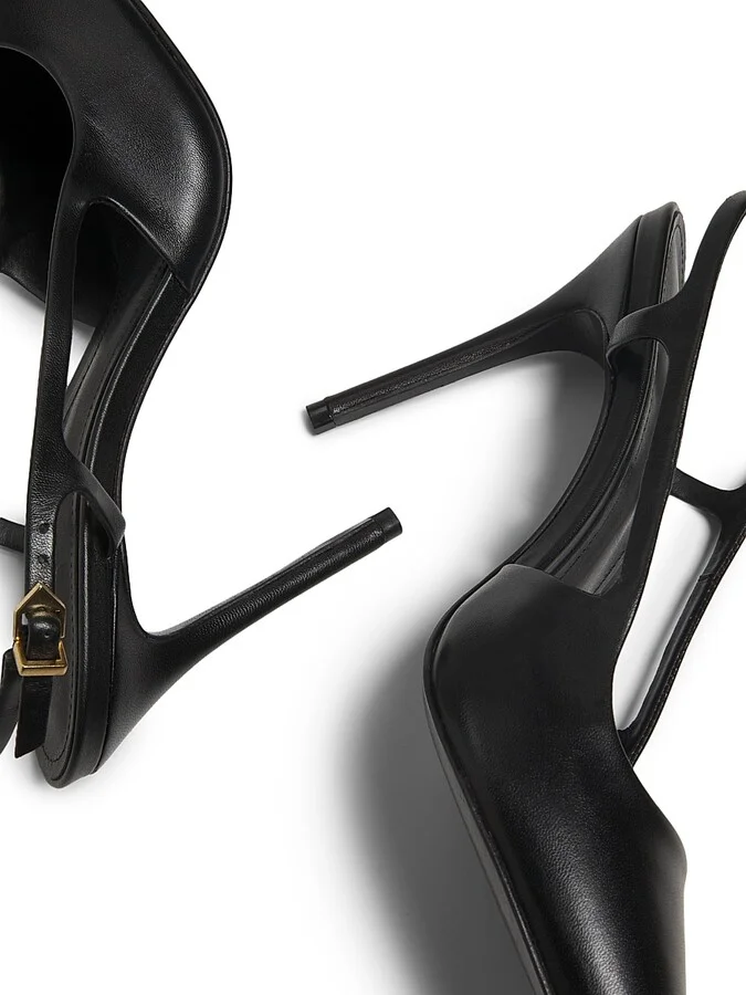 Women's Boris 100MM Leather Slingback Pumps - Black - Size 6.5 - Image 6