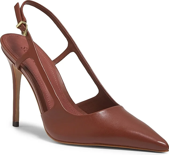 Women's Boris 100MM Leather Slingback Pumps - Black - Size 6.5 - Image 7