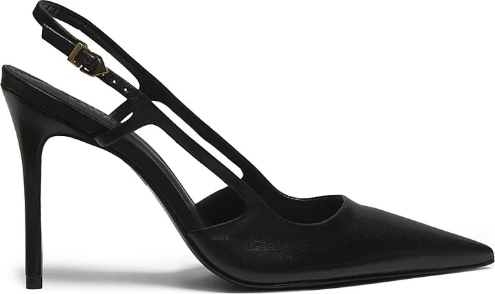 Women's Boris 100MM Leather Slingback Pumps - Black - Size 6.5