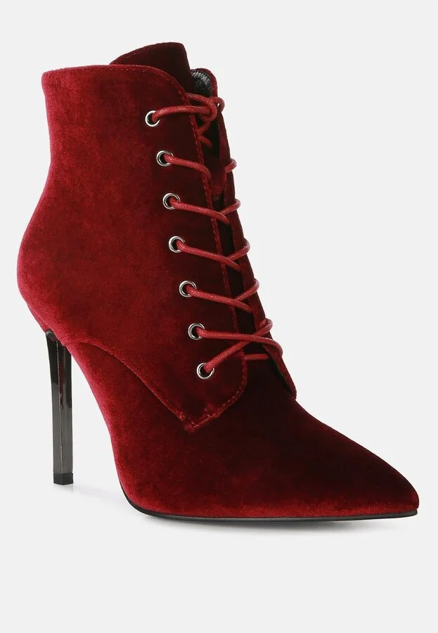 Womens bornsta velvet high heeled velvet boots - Image 2
