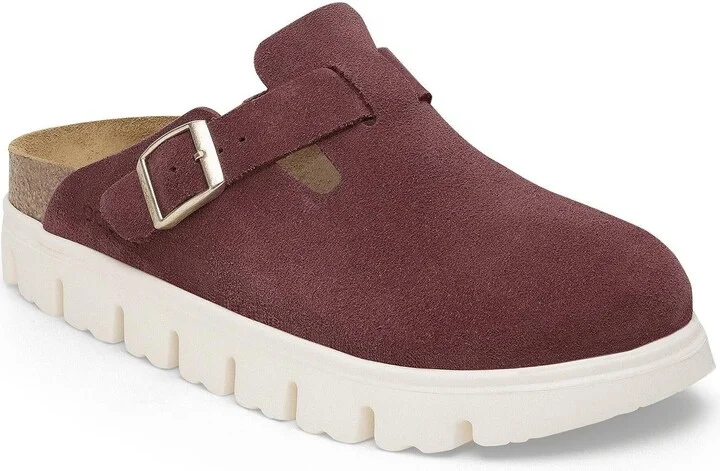 Women's Boston Chunky Suede Clogs In Berry Crush