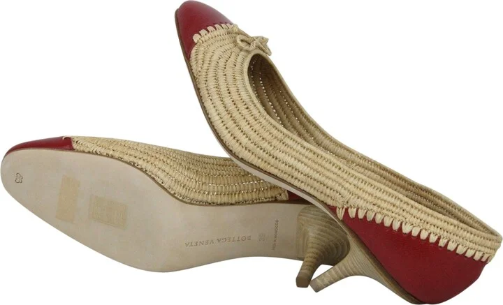 Women's Bow Beige Red Straw Leather Ballet Flat 338295 9867 (39.5 EU / 9.5 US) - Image 7